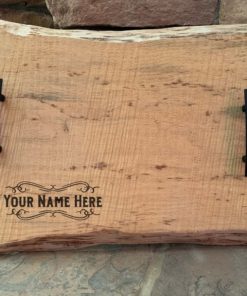 Personalized Rustic Serving Tray with Handles, Live Edge Decanter Drink Tray