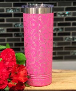 Valentine Candy Heart Engraved Skinny Tumbler 22oz
